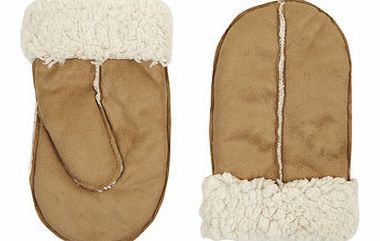 Dorothy Perkins Womens Camel Sherpa Mittens- Camel DP11125040