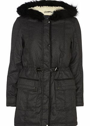 Dorothy Perkins Womens Charcoal Printed Parka Jacket- Grey