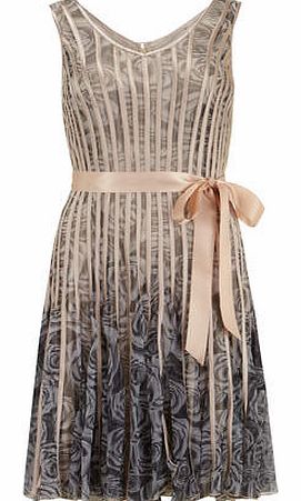 Dorothy Perkins Womens Chase 7 Beige Rose Satin Stripe Dress-