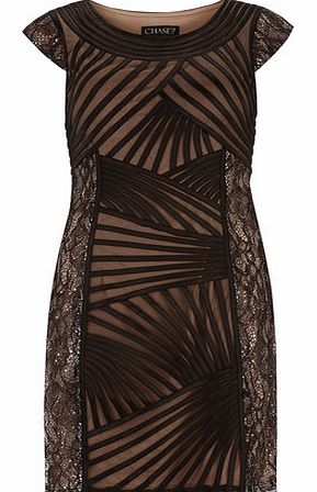 Dorothy Perkins Womens Chase 7 Black Sheer Ribbed Dress- Black