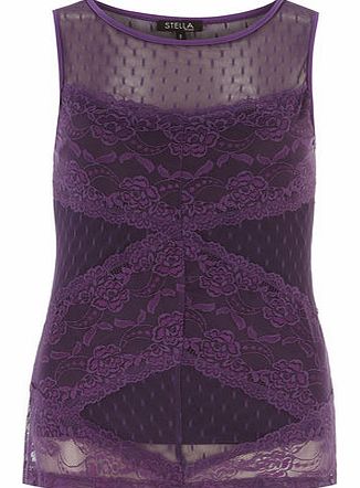 Dorothy Perkins Womens Chase 7 Blue Sheer Lace Top- Blue