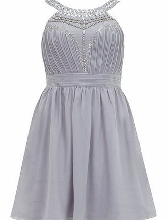 Dorothy Perkins Womens Chase 7 Grey Bead Embellished Dress- Grey