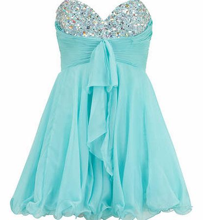 Dorothy Perkins Womens Chase 7 Turquoise Jewel Bust Dress- Blue