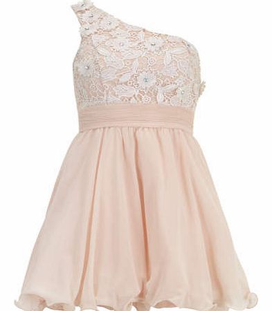 Dorothy Perkins Womens Chi Chi Floral lace one shoulder- Nude