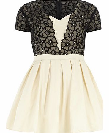 Dorothy Perkins Womens Chi Chi Lace bodice overlay skater- Black