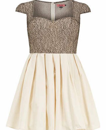 Womens Chi Chi Lace overlay skater dress- Cream