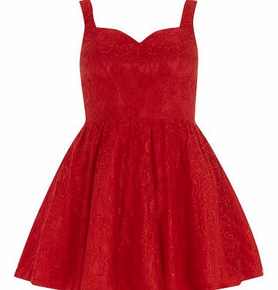 Womens Chi Chi Lace skater dress- Red DP34000216