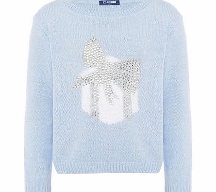 Dorothy Perkins Womens Childrens Blue Present Jumper- Blue