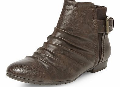 Dorothy Perkins Womens Chocolate ruched ankle boots- Chocolate