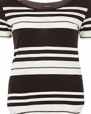 Dorothy Perkins Womens Chocolate Stripe Tee- Brown DP56437153