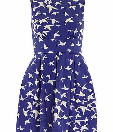 Dorothy Perkins Womens Closet Blue Bird Cut Out Skater Dress-
