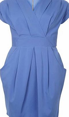 Dorothy Perkins Womens Closet Blue Cross Over Tulip Dress- Blue