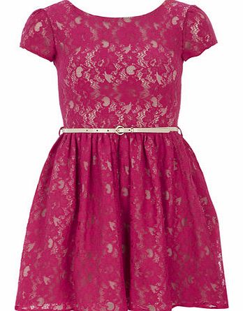 Womens Closet Cerise lace dress with short- Pink