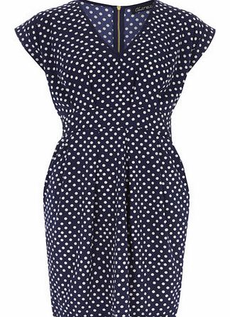 Dorothy Perkins Womens Closet Navy Polka Tie Back Dress- Blue