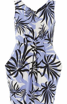 Dorothy Perkins Womens Closet Pale Blue Palm Print Tie Dress-