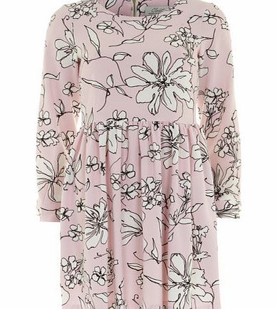 Dorothy Perkins Womens Closet Pale Pink Floral Skater Dress-