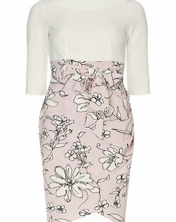 Dorothy Perkins Womens Closet Pink Floral Drape Midi Dress- Pink