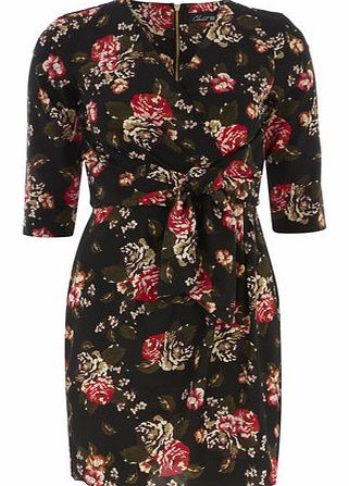 Dorothy Perkins Womens Closet Red Floral Cross Over Dress- Red