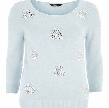 Dorothy Perkins Womens Cluster Embellished Jumper- Blue DP55400012