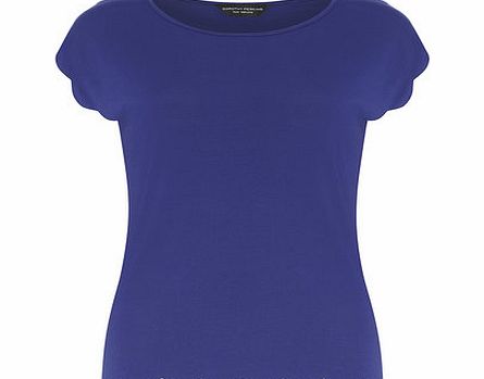 Dorothy Perkins Womens Cobalt Scallop Hem Tee- Blue DP56399950