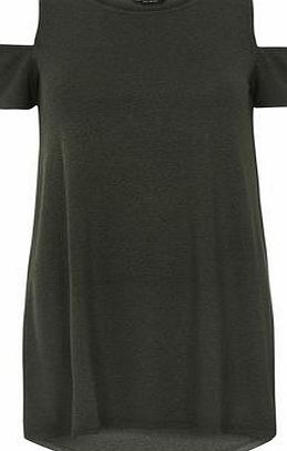 Dorothy Perkins Womens Cold Shoulder Tunic- Green DP56439111