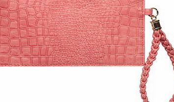 Dorothy Perkins Womens Coral croc plait wristlet bag- Coral
