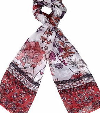 Dorothy Perkins Womens Coral Endless Floral Chiffon- Coral
