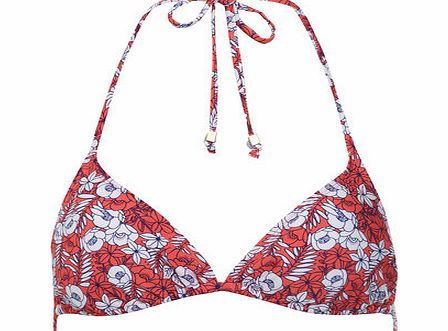 Dorothy Perkins Womens Coral Floral Triangle Bikini Top- Coral