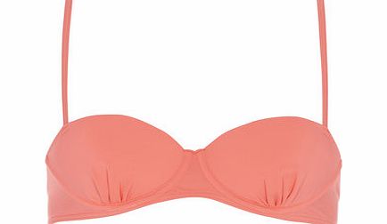 Dorothy Perkins Womens Coral Plain Balconette Bikini Top- Coral