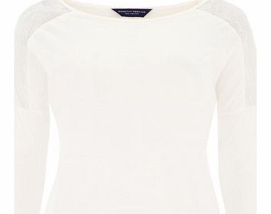 Dorothy Perkins Womens Cream 3/4 Lace Insert Top- Cream DP56377981