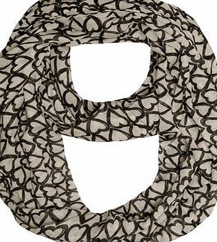 Dorothy Perkins Womens Cream/Black Heart Snood- Black DP11162603