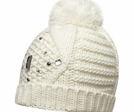 Dorothy Perkins Womens Cream Embellished Chunky Hat- Cream