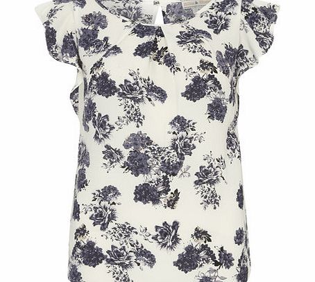 Dorothy Perkins Womens Cream Floral Frill Blouse- Cream DP12123180