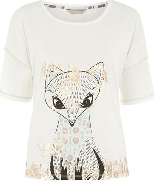Dorothy Perkins, 1134[^]262015000708660 Womens Cream Folk Fox Pyjama Top- Cream DP33104381