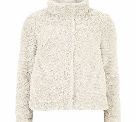 Dorothy Perkins Womens Cream Short Funnel Faux Fur Coat- Cream