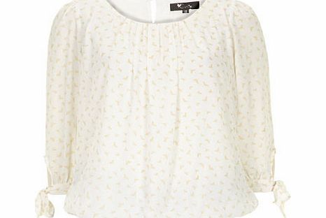 Dorothy Perkins Womens Cream tie cuffs top- Cream DP61650150