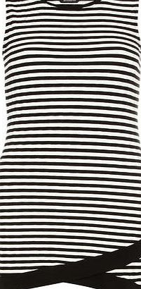 Dorothy Perkins Womens Cross Hem Rib Tunic- Black/Ivory DP56425910