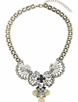 Dorothy Perkins Womens Crystal Fan Short Necklace- Gold DP49814834