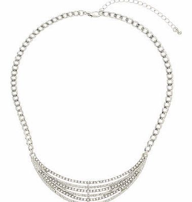 Dorothy Perkins Womens Crystal Half Moon Necklace- Silver