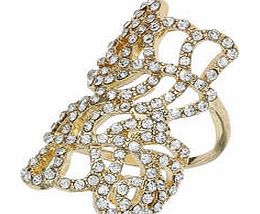 Dorothy Perkins Womens Crystal Leaf Ring- Gold DP49814459