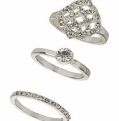 Dorothy Perkins Womens Crystal Ring Three Pack- Multi Colour