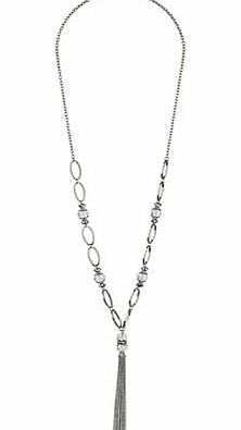 Dorothy Perkins Womens Crystal tassel necklace- Silver DP49813840