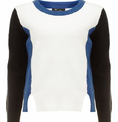 Womens Cutie Black Colour Block Sweater- Black