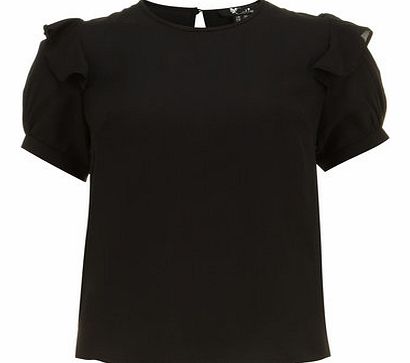 Dorothy Perkins Womens Cutie Black Ruffle Detail Top- Black