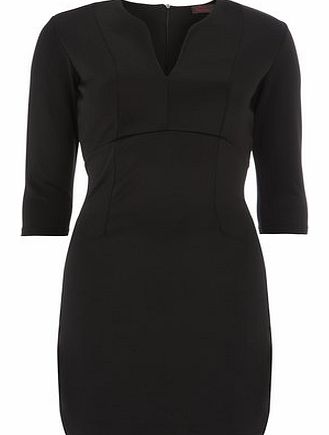 Dorothy Perkins Womens Cutie Black V Neck Bodycon Dress- Black