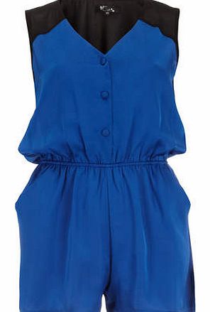 Dorothy Perkins Womens Cutie Blue Elastic Waist Playsuit- Blue