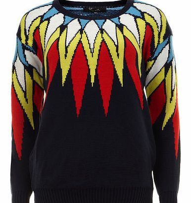 Dorothy Perkins Womens Cutie Blue Multicolour Sweater- Blue