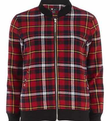 Womens Cutie Red Checkered Print Jacket- Red
