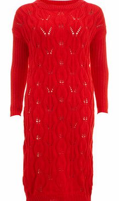 Dorothy Perkins Womens Cutie Red Textured Knit Dress- Red