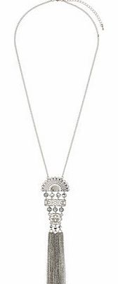 Dorothy Perkins Womens Cutout Long Metal Necklace- Silver
